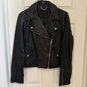 J. Crew Black Leather Biker Jacket for Women size medium